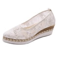 thumbnail image 5 of Women's Lace Wedge Shoes Dressy Pointed Toe Shoes Breathable Closed Toe Shoes Comfortable Slip On Casual Shoes, 5 of 9