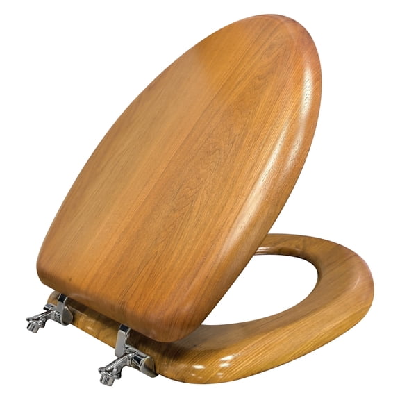 Rayport Brown Elongated Molded Solid Wood 19", Elongated Toilet Seat