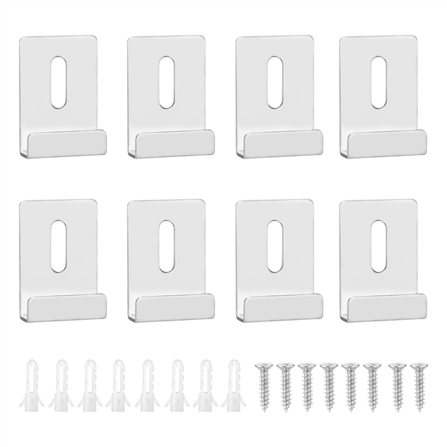 8Pcs Mirror Clips for Wall Mounting, Metal Mirror Holder Clips Hooks Frameless Wide Channel Mirror Retainer Clips