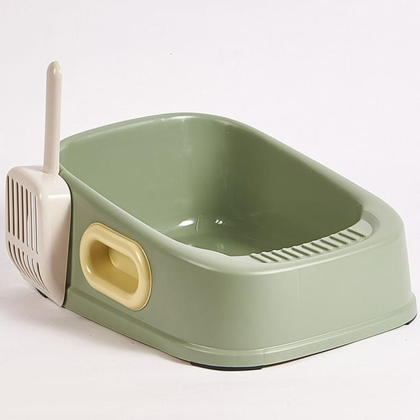 Caja de arena para gatos, caja de arena semicerrada con para arena, lavabo para inodoro para gatos domésticos, fácil de limpiar, incluye , VERDE nuevoVerde Salvador Bandeja de arena para gatos