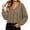 Khaki, variant on XRoczxe Women’s V‑Neck Long Sleeve Waffle Knit Crop Top, Casual Solid‑Color Loose Cropped Pullover Shirt