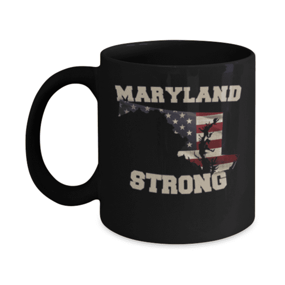 Maryland State coffee Black mug - Porcelain Black Funny Coffee Mug, Best Office Tea Mug & Coffee Cup Gifts 11 oz Ceramic