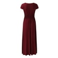 thumbnail image 6 of Women's Deep V Neck Short Sleeve Long Dresses Pleated High Waist Slit Club Party Evening Maxi Dress Dress Women Long Sleeve Tunic Women for Women Casual Beach with Sleeves Dress Casual Fitted Dress, 6 of 6