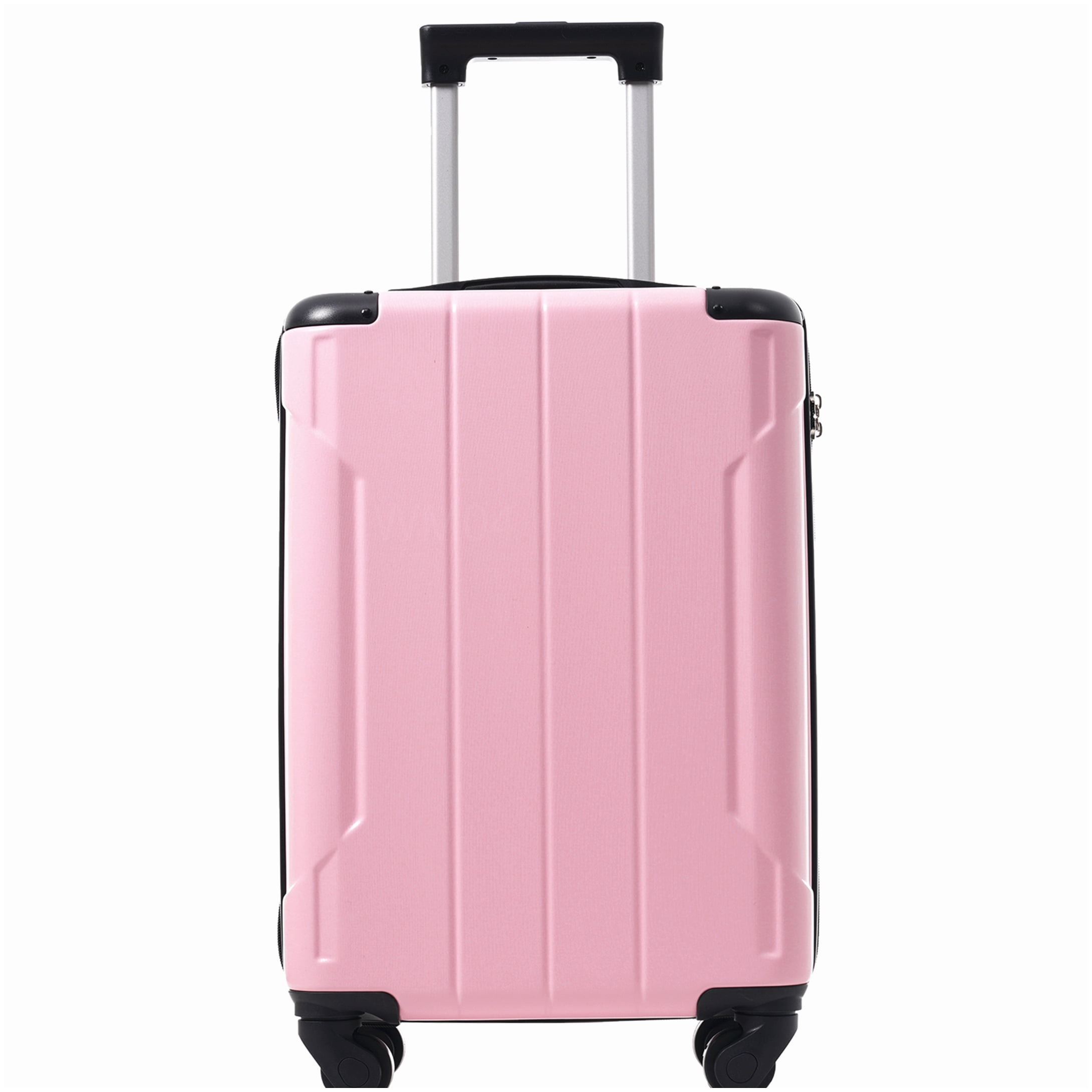MANGIJOY Lightweight ABS Carry-On Luggage 20 Inch, Pink Hardshell Suitcase with 8 Spinner Wheels &; TSA Lock, Includes Packing Organizers