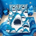 thumbnail image 5 of meiyoeat Cute Shark Bed Sheets,Kawaii Ocean Animal Full Size Sheets For Boys Kids,4pcs, 5 of 6
