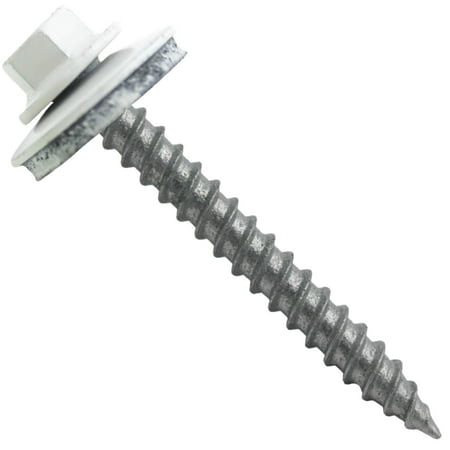 

Metal ROOFING SCREWS: (250)12 x 2 BRITE WHITE Hex ReGrip Sheet Metal Roof Screw. Point metal to wood siding screws. 5/8 EPDM washer.