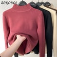 thumbnail image 5 of Fleece Lined Turtleneck Sweater Women Winter Warm Thicken Plus Velvet Knitted Pullovers Casual Slim Knitwear Long Sleeve Tops, 5 of 6