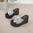 thumbnail image 5 of AXXD Thick Wedge Breathable Bow Sequin Beach Silver Womens Slipper Shoes Christmas Size 38(US:6.5), 5 of 6