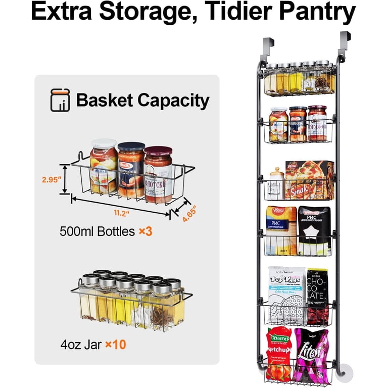Delamu 6-Tier Over the Door Pantry Organizer, Black photo 5