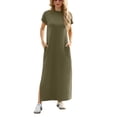 thumbnail image 1 of Vestido largo GRECERELLE para mujer, casual, de verano, verde militar, 1 of 6