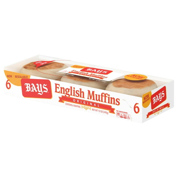 Bays Original Pre-sliced English Muffins, 6  count, 12 oz