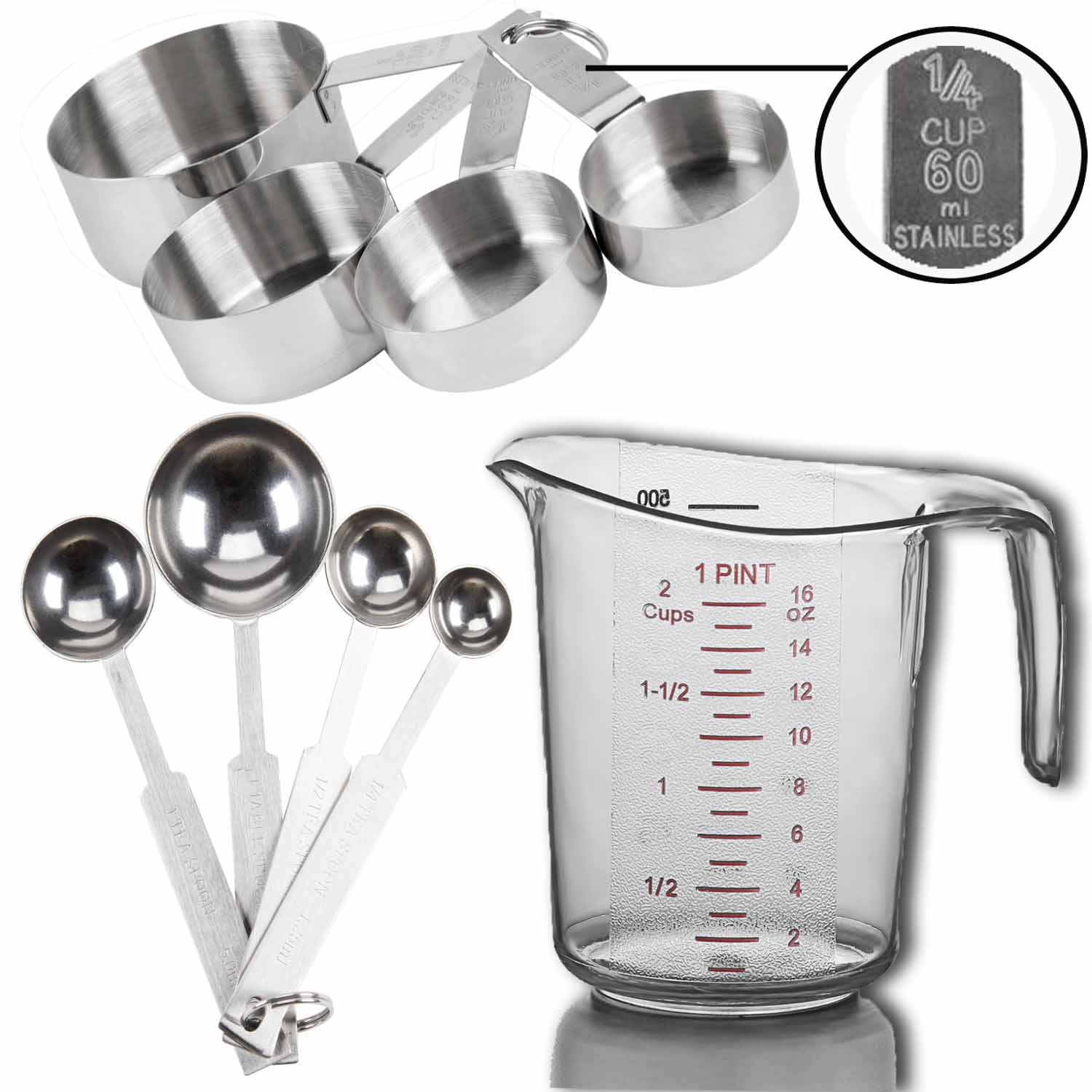 Shxx Plastic Measuring Cups And Spoons Set - Measuring Cups Spoons Set Bpa  Free Nesting Measure Cups Set, Engraved Metric/us Markings Measure Spoon To