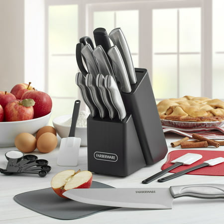 Farberware Stainless Steel Knife Set with Cutting Mats, 22 (Best Knife For Cutting Chicken Bones)