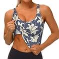 thumbnail image 3 of Balery Lilies Flowers Sujetadores deportivos con espalda cruzada para mujer, acolchados, sin costuras, de alto impacto, ideales para yoga, gimnasio, entrenamiento y fitness.-XX-Large, 3 of 8
