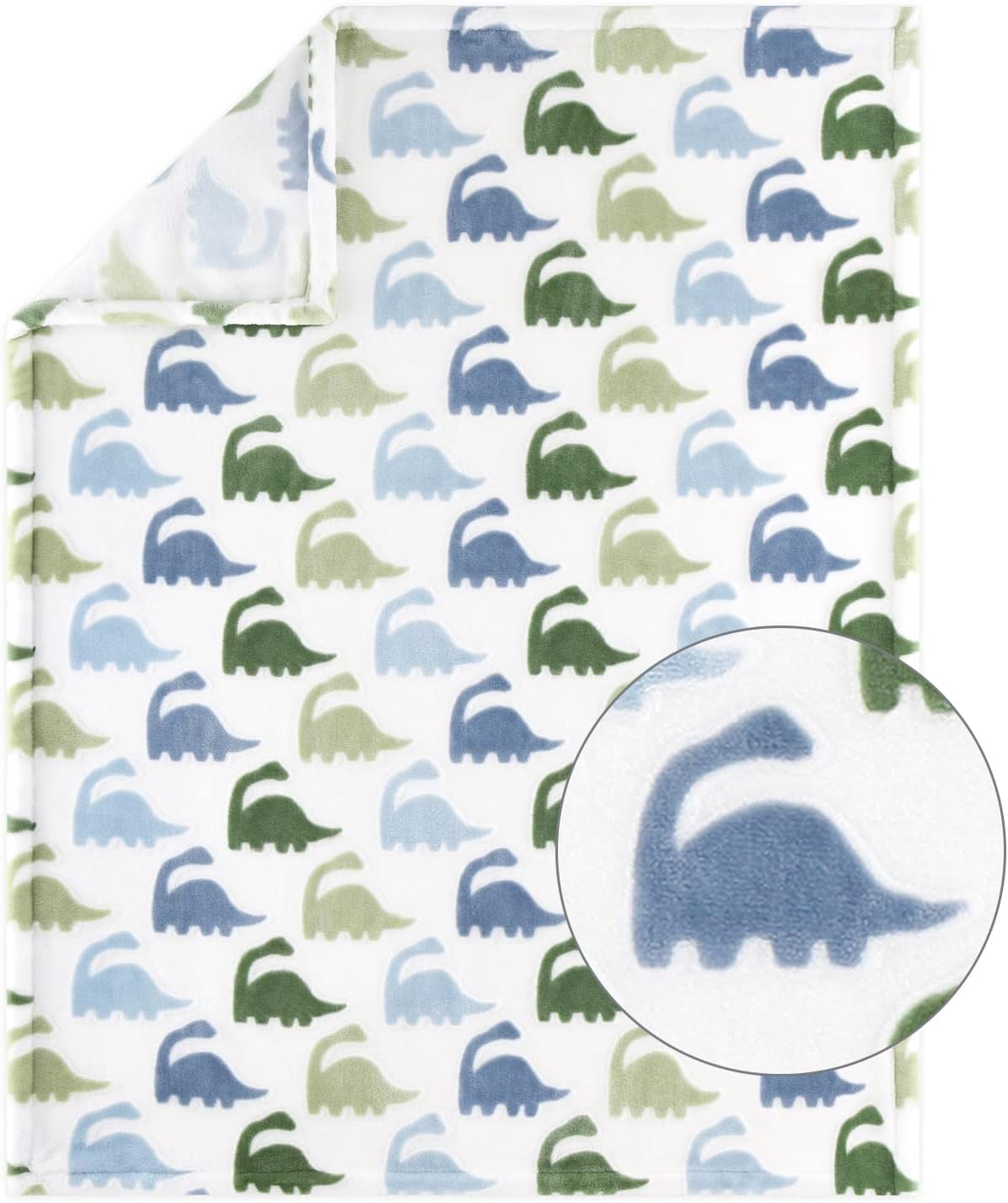 5 Piece Baby Crib Bedding Set for Boys - Newborn, Infant & Toddler Nursery Bed Set Decor with Fitted Crib Sheets, Blanket, Dust Ruffle Comforter - Blue Dino