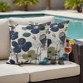 thumbnail image 4 of Navy Blue Green Floral Outdoor Waterproof Pillow Covers, Vintage Botanical Leaves Decorative Square Throw Pillowcase Sofa Cushion Sham for Patio/Couch/Chair, 20"x20" 2 Pack, 4 of 8