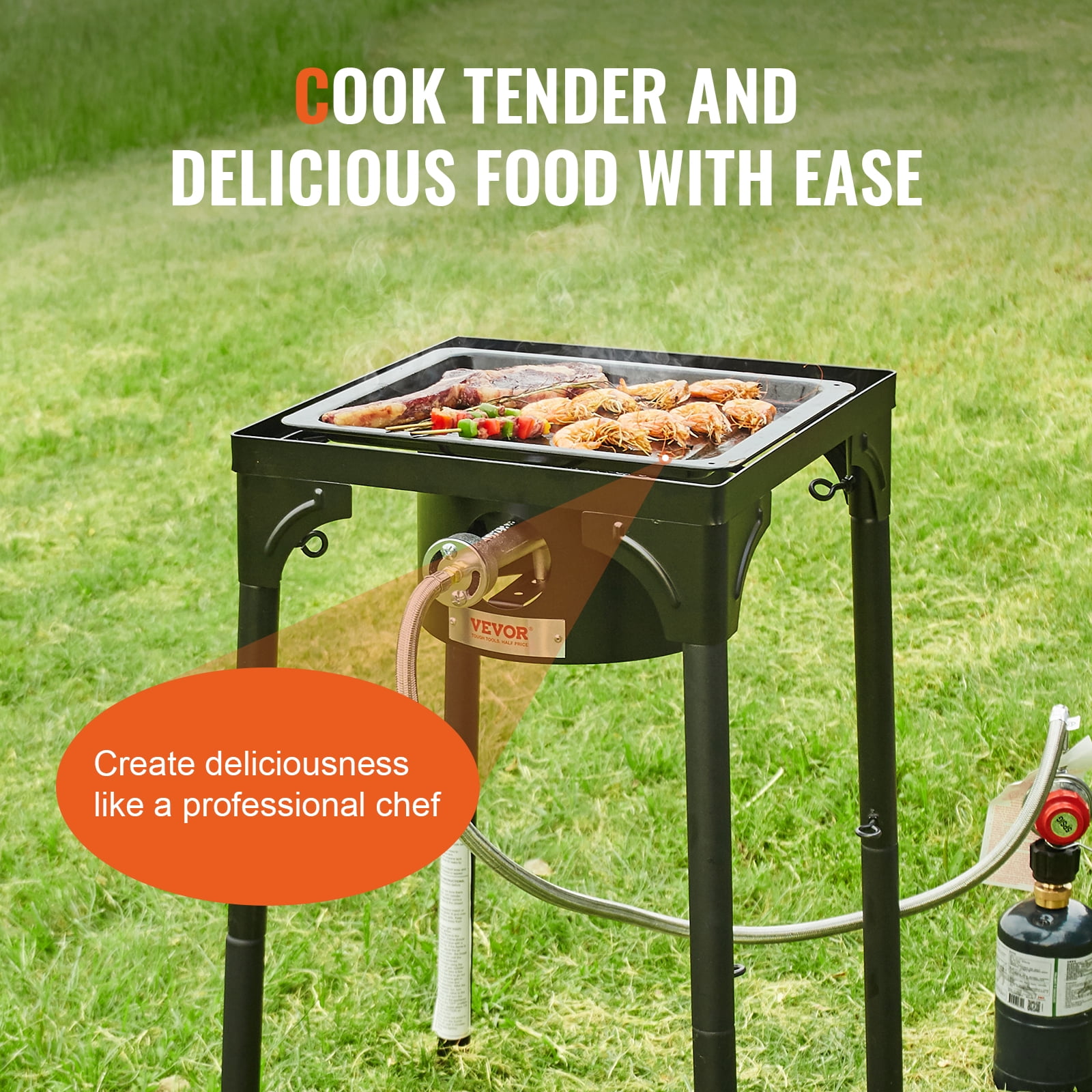 KFFKFF Portable Liquefied Petroleum Gas Camping Stove with Psi Regulator