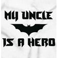 thumbnail image 2 of My Uncle is a Hero Superhero Bat Romper Boys or Girls Infant Baby Brisco Brands 6M, 2 of 6