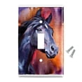 thumbnail image 2 of Black Horse Portrait Painting Indigo Night Plastic Wall Decor Toggle Light Switch Plate Cover, 2 of 4
