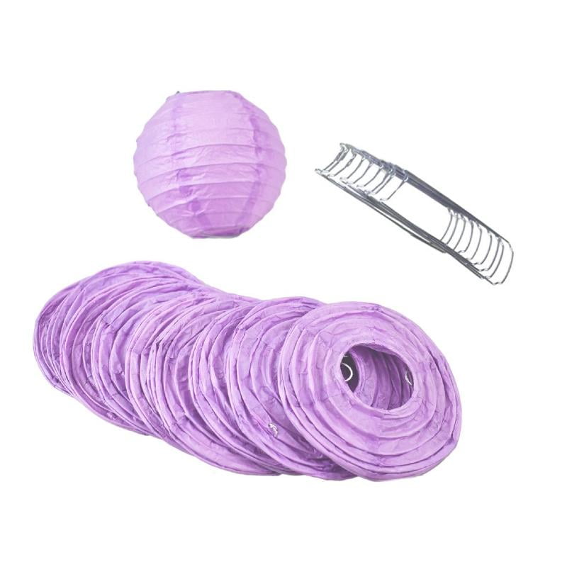 Quasimoon PaperLanternStore Decorative Paper Lantern - (10-Pack, 4-Inch, Lavender, Even Ribbing) Round Paper Lanterns - Ideal Wedding and Party Decor or Home Accent, Lighting Optional