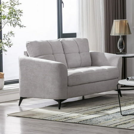 Carlotta 60"W Light Gray Woven Fabric Loveseat