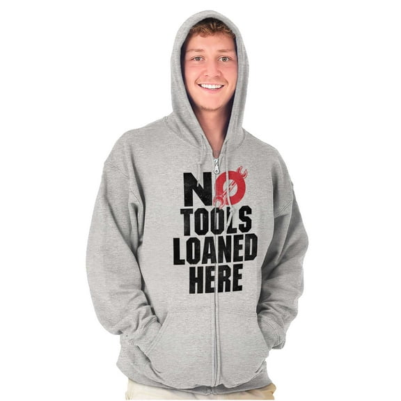 No Tools Loaned Here Mechanic Humor Unisex Fleece Graphic Zip Up Hoodie Brisco Brands 2X