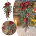 thumbnail image 2 of Christmas Swags for Outdoor Decorating, Winter Teardrop Swag with Pine Cones Red Bow Berry Ornament, Artificial Christmas Pine Branch Garland for Front Door Indoor Outdoor Wall Hanging Decor, 2 of 8