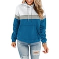 thumbnail image 4 of Jinhomg Fall Winter Casual Sweatshirts for Women 2026 Fashion Color Block Hoodies Casual Cozy Long Sleeve Kangaroo Pocket Sweatshirt with Drawstring Blue L, 4 of 6