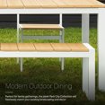 thumbnail image 3 of DuroGreen Park City 72" Rectangular 3-Pc Outdoor Dining Set, 1 Dining Table/2 Benches Made With All-Weather Tangent Sustainable Lumber, High End Patio Furniture, White with Natural Teak, 3 of 7