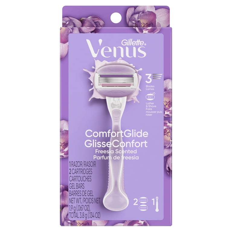 Venus Women's Razor Handle with 2 Blade Refills, Freesia Scent, 3