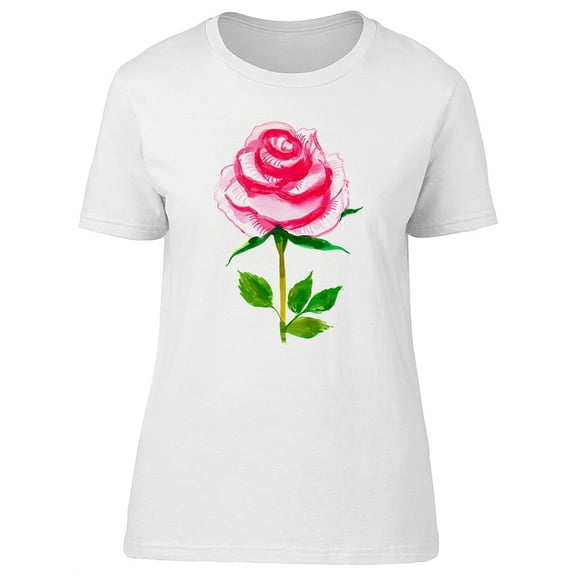 Cute Beautiful Pink Rose Flower T-Shirt Women -Image by Shutterstock, Female Large