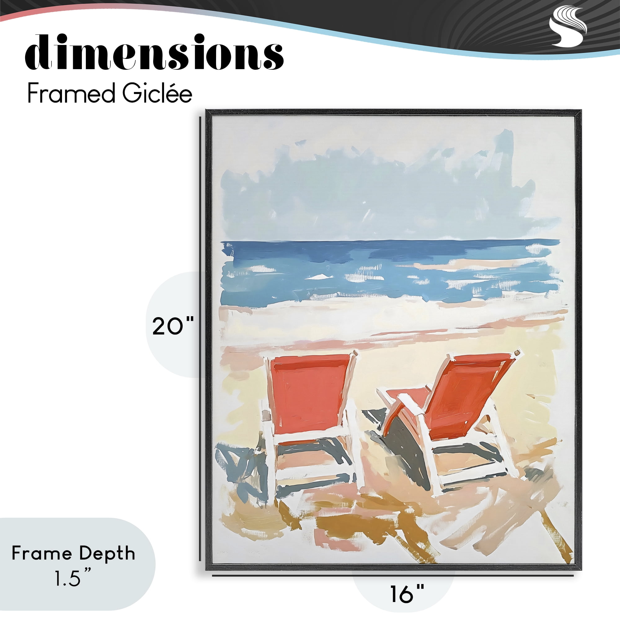 Stupell Industries Two Sunlit Beach Chairs Black Framed Giclee Art, design by The Prints Vibe