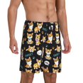 thumbnail image 2 of Logiee Cute Dogs Corgi Print Men's Pajama Shorts with Drawstring & Pockets,Sleep Shorts for Men,Sleepwear Bottoms,Elastic Waistband Loungewear-X-Large, 2 of 6