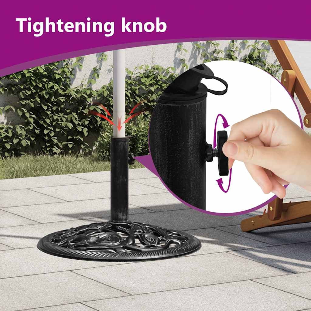 vidaXL 26.8 lb Black Round Cast Iron Patio Umbrella Bases, Adjustable Height