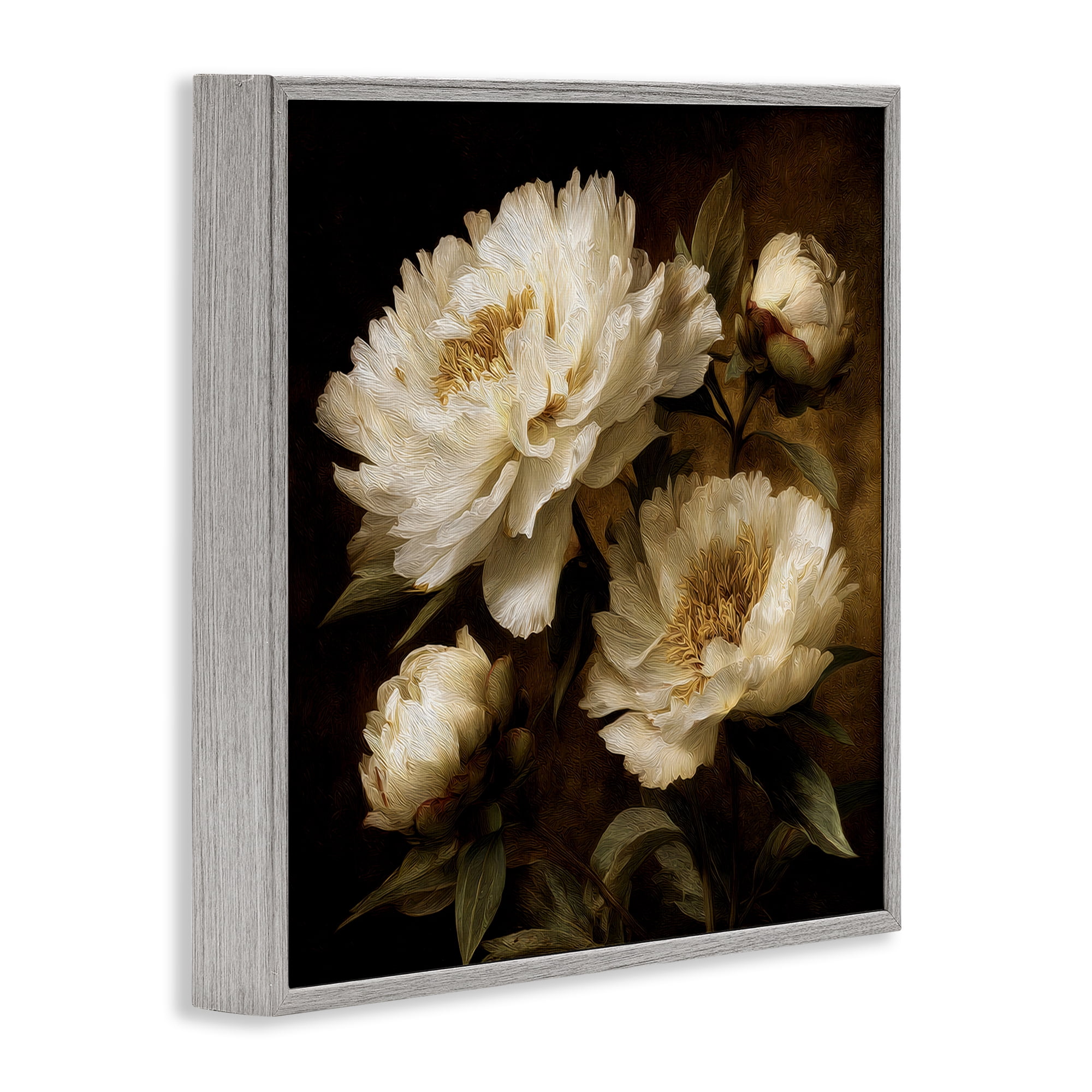 Stupell Industries Dreamy Vintage Peony Elegance Gray Framed Giclee Art, design by Petal Prints Design