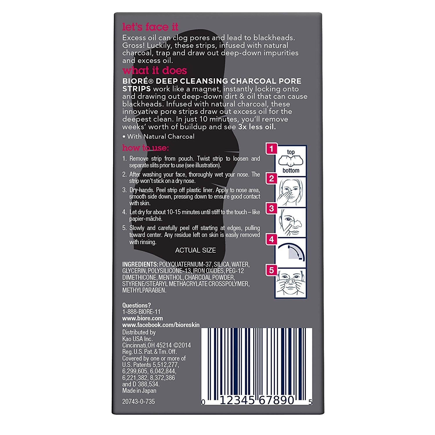 Biore Deep Cleansing Charcoal Pore Strips for Nose, 6 Count - image 2 of 6