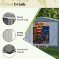 thumbnail image 6 of LZBEITEM 10 x 12 ft. Outdoor Storage Shed with Floor Frame Kit, Galvanized Steel Garden Shed, Metal Tool Sheds with Double Lockable Doors for Backyard Patio Lawn, Gray, 6 of 12