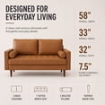thumbnail image 6 of Koby Home's X Collection Stanley Modern Button-tufted Loveseat, Upholstered in Faux Leather with Track Arms, Cushion Back, and Wooden Legs, 2-Seater for Small Space, Tan Brown Color, 6 of 10
