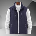 thumbnail image 2 of Men's Vest Fall Multi Pocket Turn Down Collar Have Zipper Solid Color Warm Outerwear Vest, 2 of 4