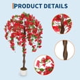 thumbnail image 3 of EcoSummer 4FT Artificial Bougainvillea Tree with Vibrant Red Flowers, Faux Tall Bougainvillea Plant with Natural Wood Trunk for Indoor Outdoor Decor, 3 of 5