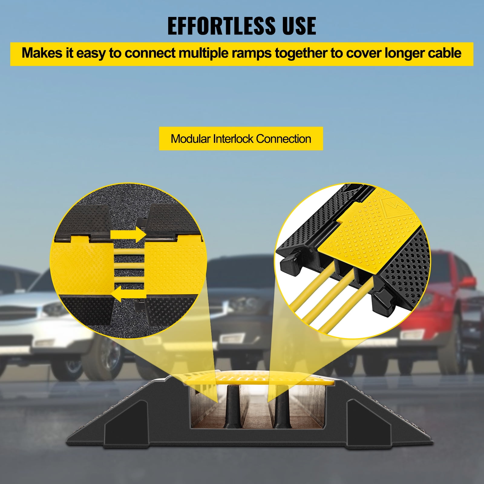 SKYSHALO 3 Channel Rubber Cable Protector Ramp 1.2 x 1.2 inch Channel Heavy Duty Cable Wire Cord Cover Ramp Speed Bump Driveway Hose Cable Ramp Protective Cover