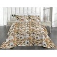 thumbnail image 2 of Ambesonne Botanical Quilted Bedspread Set 3 Pcs, Summer Vintage Aster Art, Queen, Cinnamon and Pale Khaki, 2 of 4