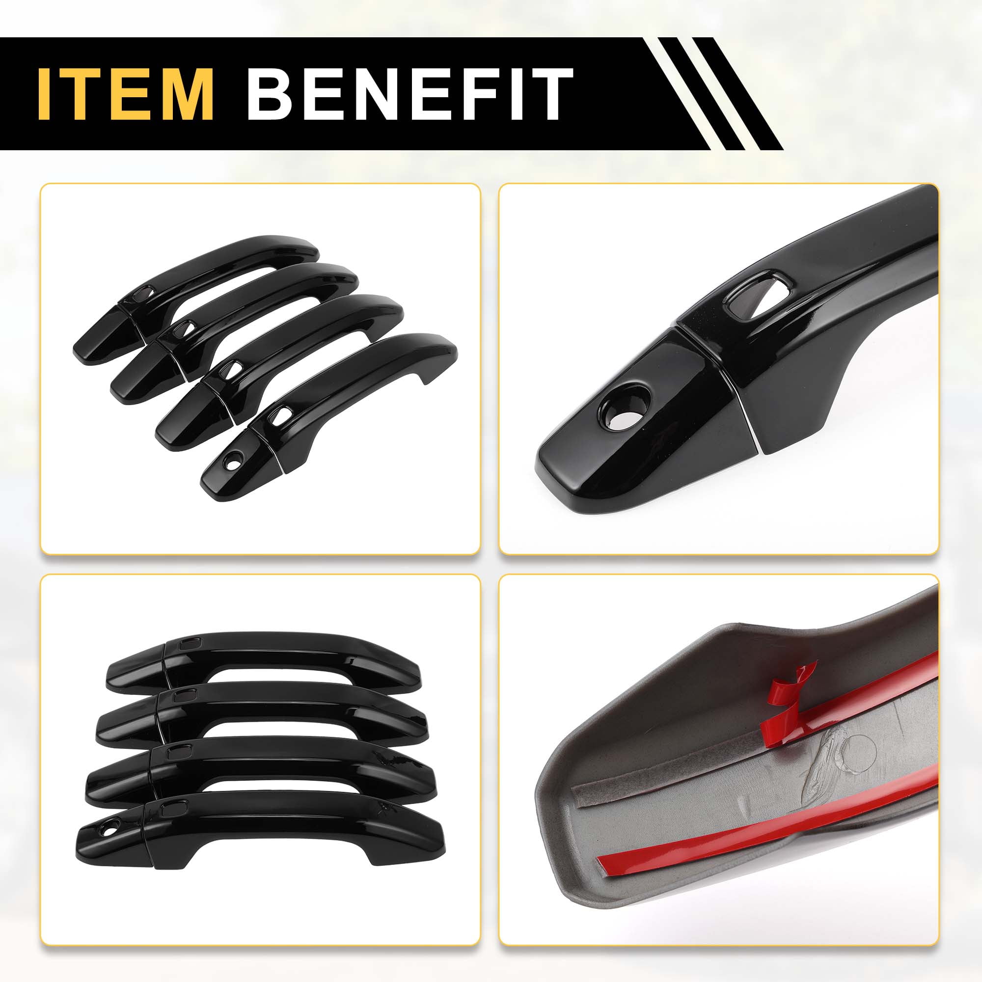Unique Bargains Handle Cover for Chevrolet Silverado 1500 2014-2024 with 4 Keypad Black