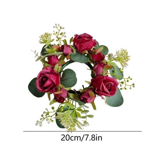 Candles Rose Rings Valentine's Day Dining Table Party Decoration, Candlestick Flower Wreath with Various Rose Colors and Leaves,Ideal for Weddings and Holidays for Festive Centerpieces