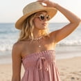 thumbnail image 4 of JULMCOMO Jumpsuits for Women Off Shoulder Sleeveless Summer Jumpsuits Tie Front Strapless Wide Leg Casual Baggy Overalls with Pockets Pink M, 4 of 8