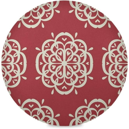 

Hyjoy Damask Talavera Red Round Placemats Durable Non-Slip Table Mat Heat and Stain Resistant Placemat for Kitchen Table Decoration Outdoor BBQ Activities(4PCS)