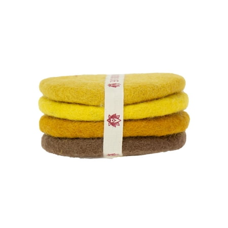 

Global Crafts Handmade Felt Macaroon Coasters Set of 4 Honey Bee