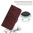 thumbnail image 5 of For IPhone 15 6.1" Sunflower  Embossed Strong Magnetic Attachment/Closure, Card Slots/Pocket, PU Leather Flip Wallet Case With Hanging Rope,Wine red,For iPhone 15, 5 of 8