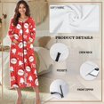 thumbnail image 6 of Yuyamidu HO-HO-HO Long Sleeve Robe for Women Christmas Casual Round Neck Robes Santa Zippered Bathrobe Red Mid-Calf Length Nightgowns Size 4XL Xmas Tree Dressing Gown, 6 of 7
