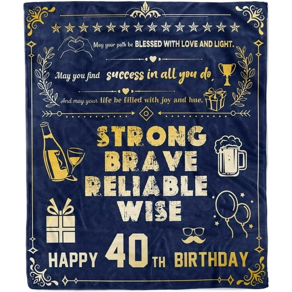 DAJU 40th Birthday Gifts for Men 40th Birthday Gifts for Him 40 Year Old Birthday Gifts for Men 40th Blanket 40th Birthday Decorations for Men Gift for 40th Birthday Men Navy Blue Blanket(30*40inch)